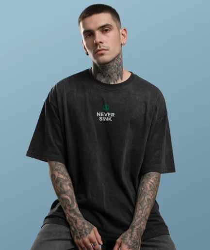 Never Sink signature french terry t-shirt black NS001