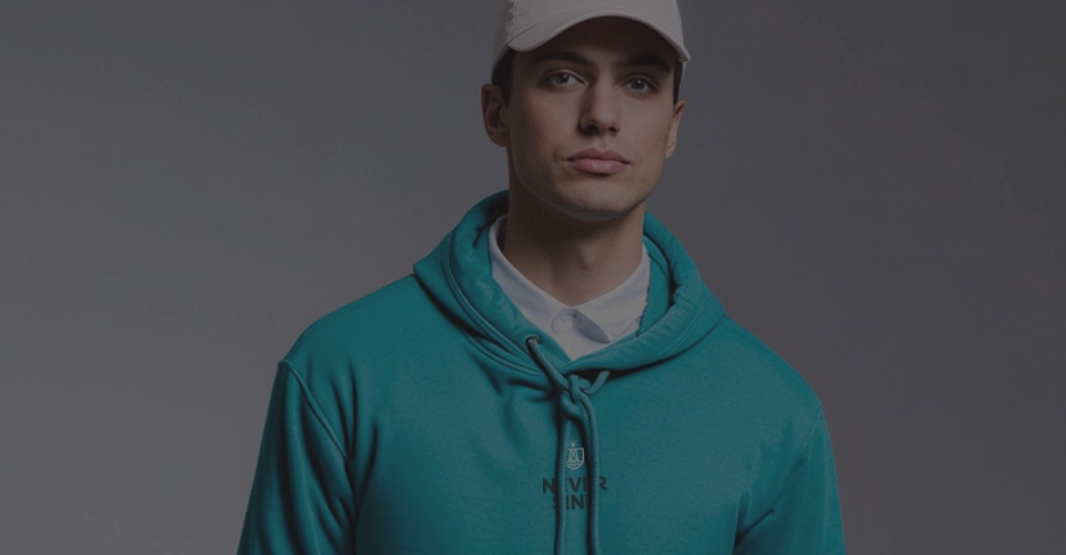 Never Sink signature heavyweight hoodie teal NS001