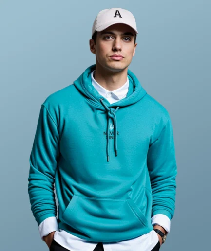 Never Sink signature heavyweight hoodie teal NS001